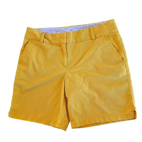 Ann Taylor LOFT Riviera Shorts Cotton Twill Stretch Mustard Yellow 8" inseam 8 - Picture 1 of 12